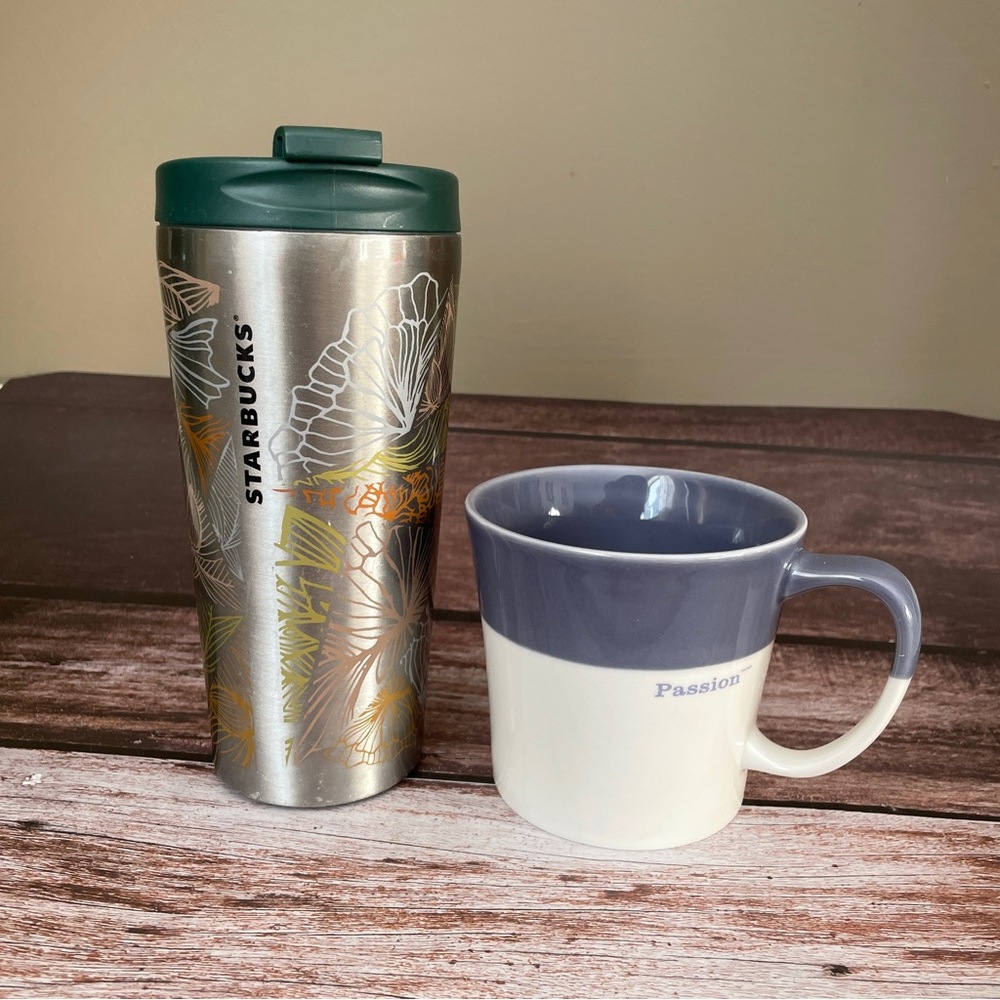 Starbucks Stainless Steel Vacuum Coffee Thermos and Passion New Bone China Mug